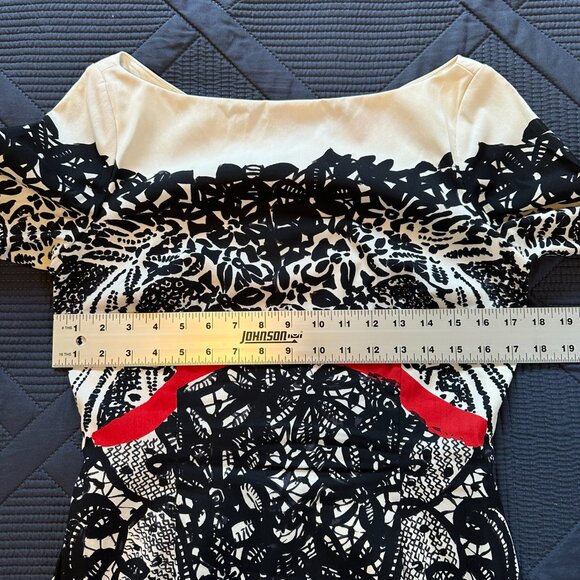 Prabal Gurung Lace Print Fall 2011 dress 8 Sarah Jessica Parker black/cream/red - Picture 14 of 16